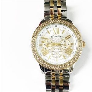 Bebe Mixed Metal Crystal Encrusted Watch BEB5281